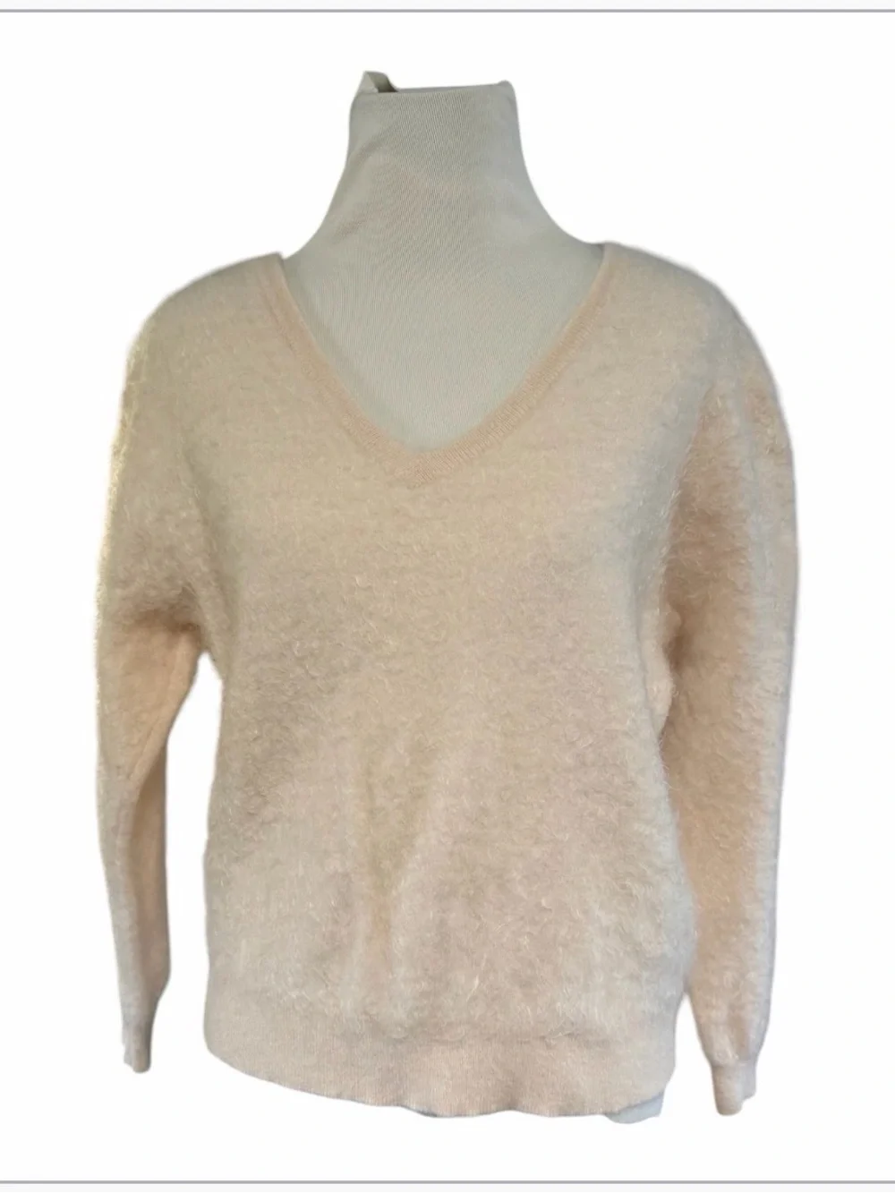 J.Crew Brushed cashmere relaxed V-neck sweater cream fits S warm quiet luxury